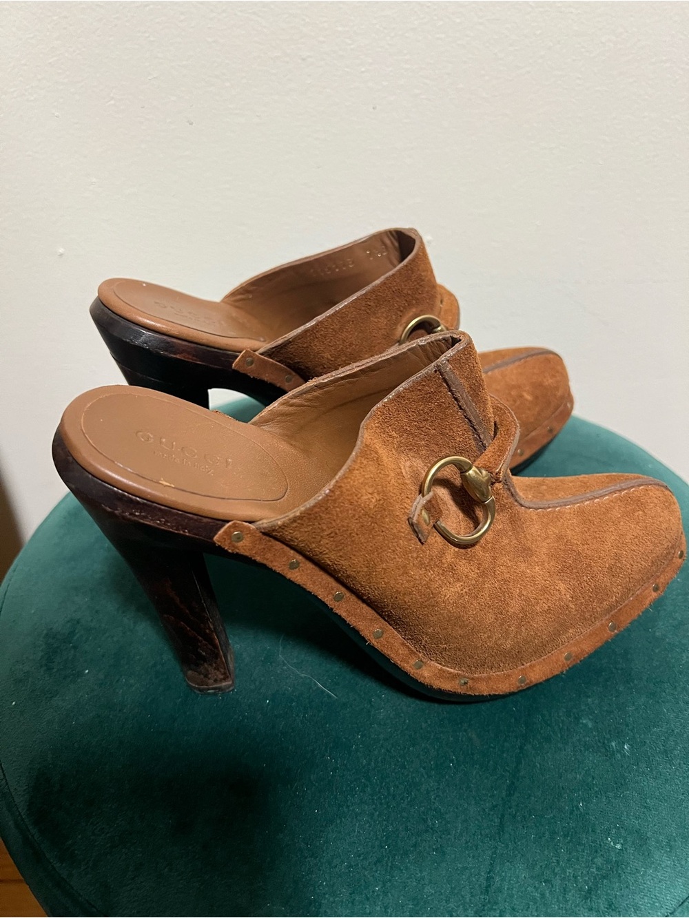 Gucci Brown Suede Horsebit Mule Clogs - Picture 2 of 6